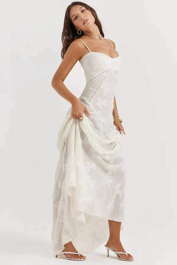 Amelie | Weißes trendiges Maxi-Sommerkleid Wedding guest