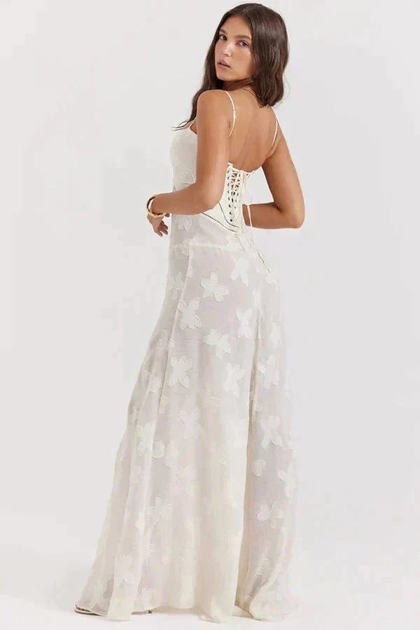 Amelie | Weißes trendiges Maxi-Sommerkleid Wedding guest