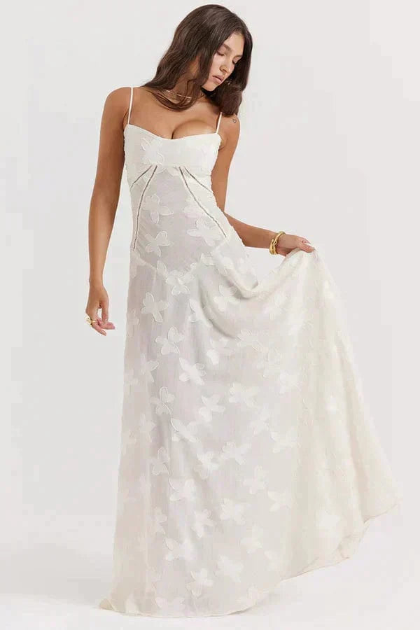Amelie | Weißes trendiges Maxi-Sommerkleid Wedding guest