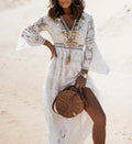 Damen Elegant Spitze Boho Maxikleid