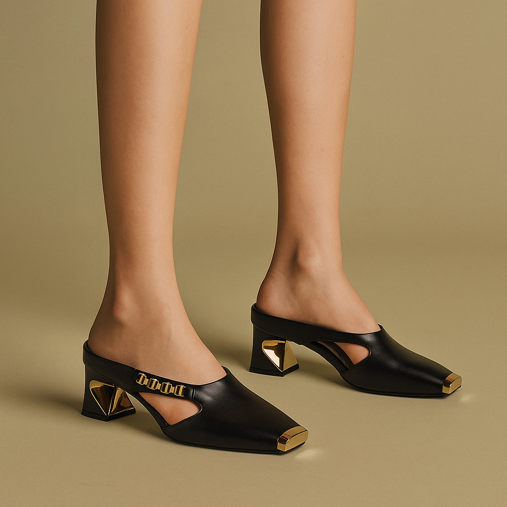 Wilhelmina | Damen Blockabsatz Pumps mit Riemchen