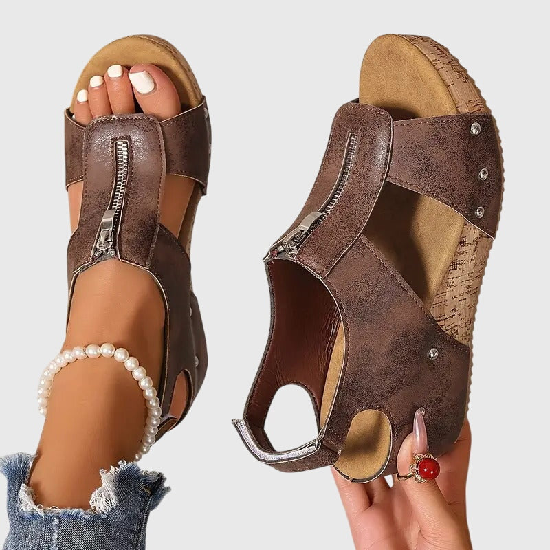 Wilhelmina | Damen Orthopädische Sandalen mit Reißverschluss
