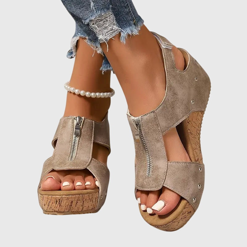 Wilhelmina | Damen Orthopädische Sandalen mit Reißverschluss