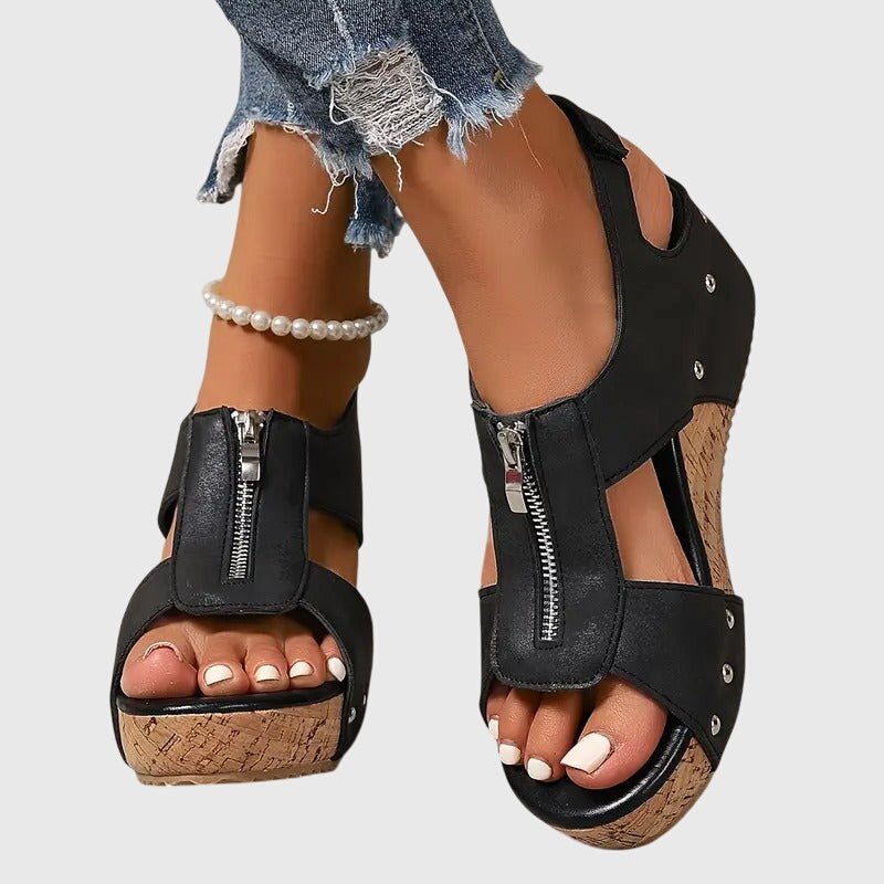 Wilhelmina | Damen Orthopädische Sandalen mit Reißverschluss