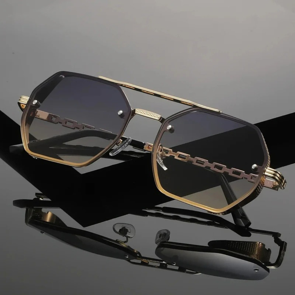 Willow | Herren Sonnenbrille Aviator Gold Kette
