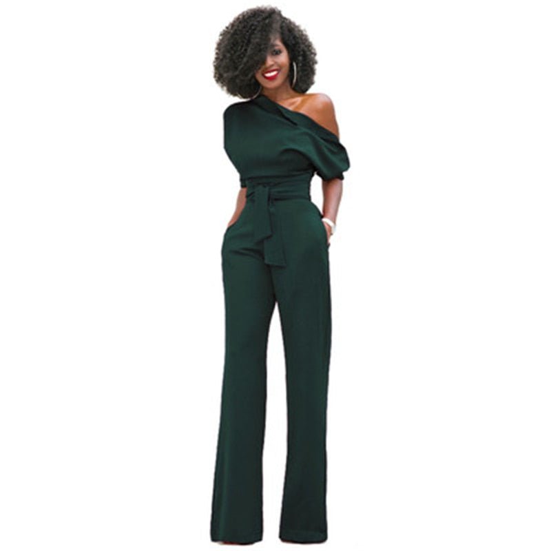 Nova | Damen Jumpsuit One-Shoulder Rüsche Weites Bein Festlich