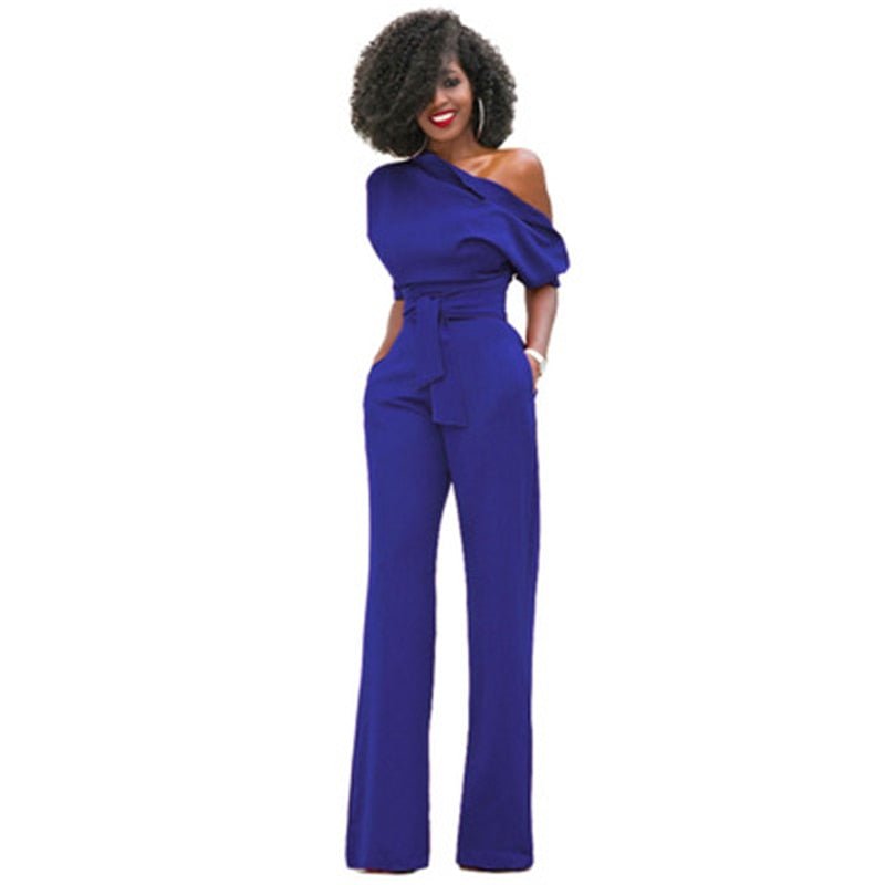 Nova | Damen Jumpsuit One-Shoulder Rüsche Weites Bein Festlich