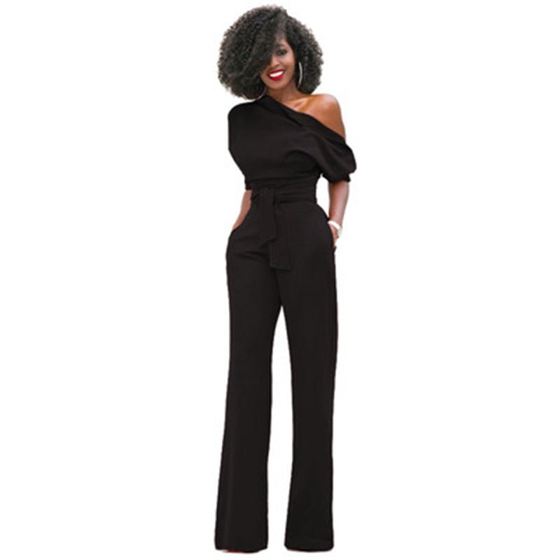 Nova | Damen Jumpsuit One-Shoulder Rüsche Weites Bein Festlich