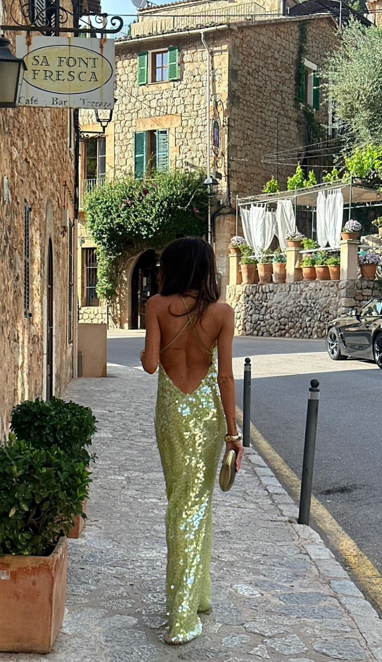 Antonia | Women Summer Square Collar Sequin