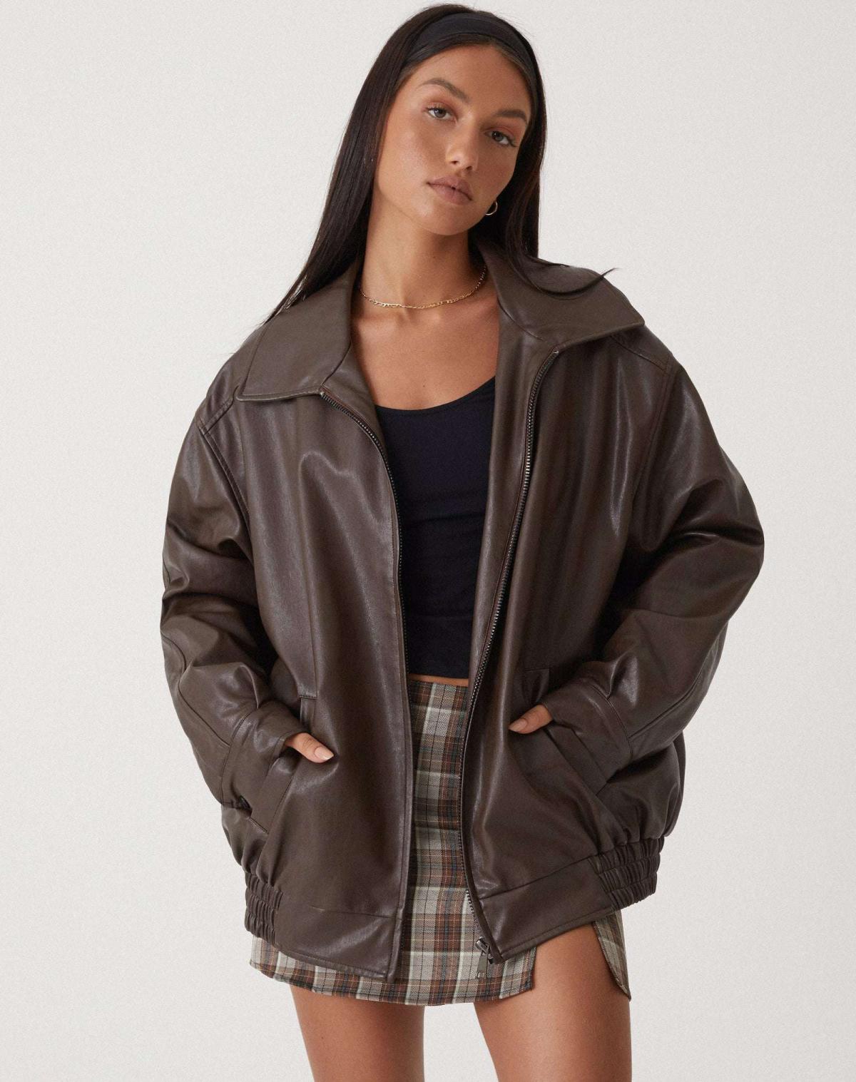 Sophia – Lässige Oversize-Jacke aus Leder