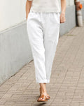 Helena | Damen Sommer Leinenhose mit lockerem Schnitt und elastischem Bund