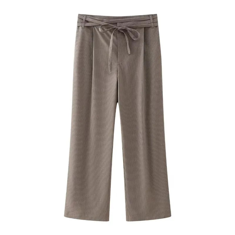 Zweiteiliger Hosenanzug für Damen mit Nadelstreifen kurzer Weste und weiter Hose