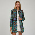 Bunte leichte lange Blazer Jacket für Damen ohne Kragen