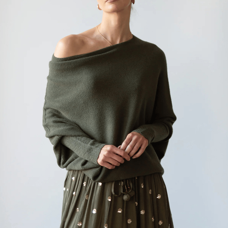 Xanthe | Damen Asymmetrischer Off-Shoulder Pullover