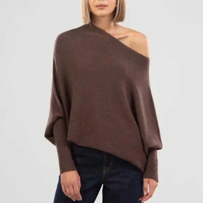 Xanthe | Damen Asymmetrischer Off-Shoulder Pullover