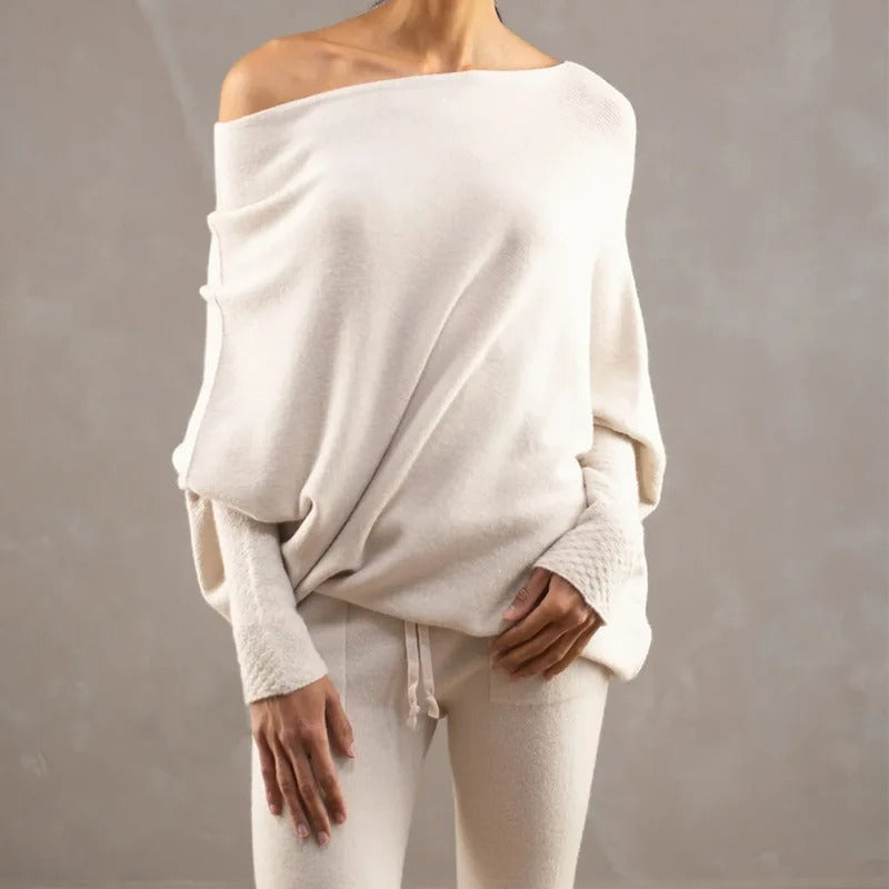 Xanthe | Damen Asymmetrischer Off-Shoulder Pullover