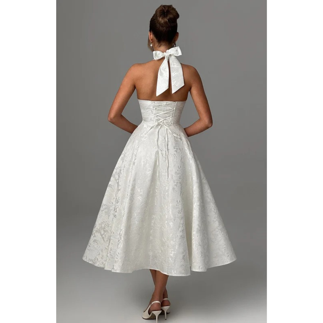 Yara | Damen Midi Kleid Für Hochzeitsgast Neckholder Stil