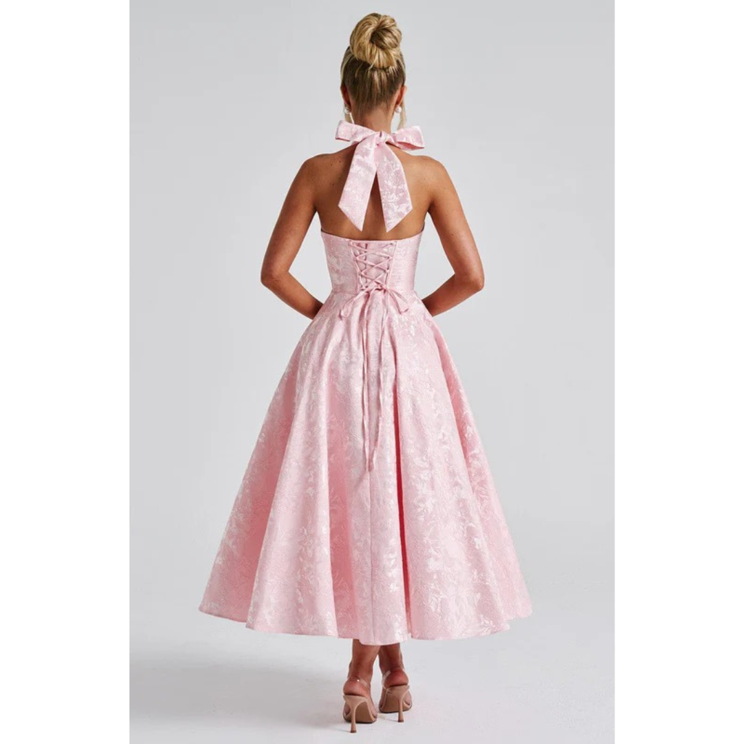 Yara | Damen Midi Kleid Für Hochzeitsgast Neckholder Stil