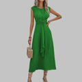 Yasmina | Damen Leichtes Sommerkleid Midi Boho Gürtel
