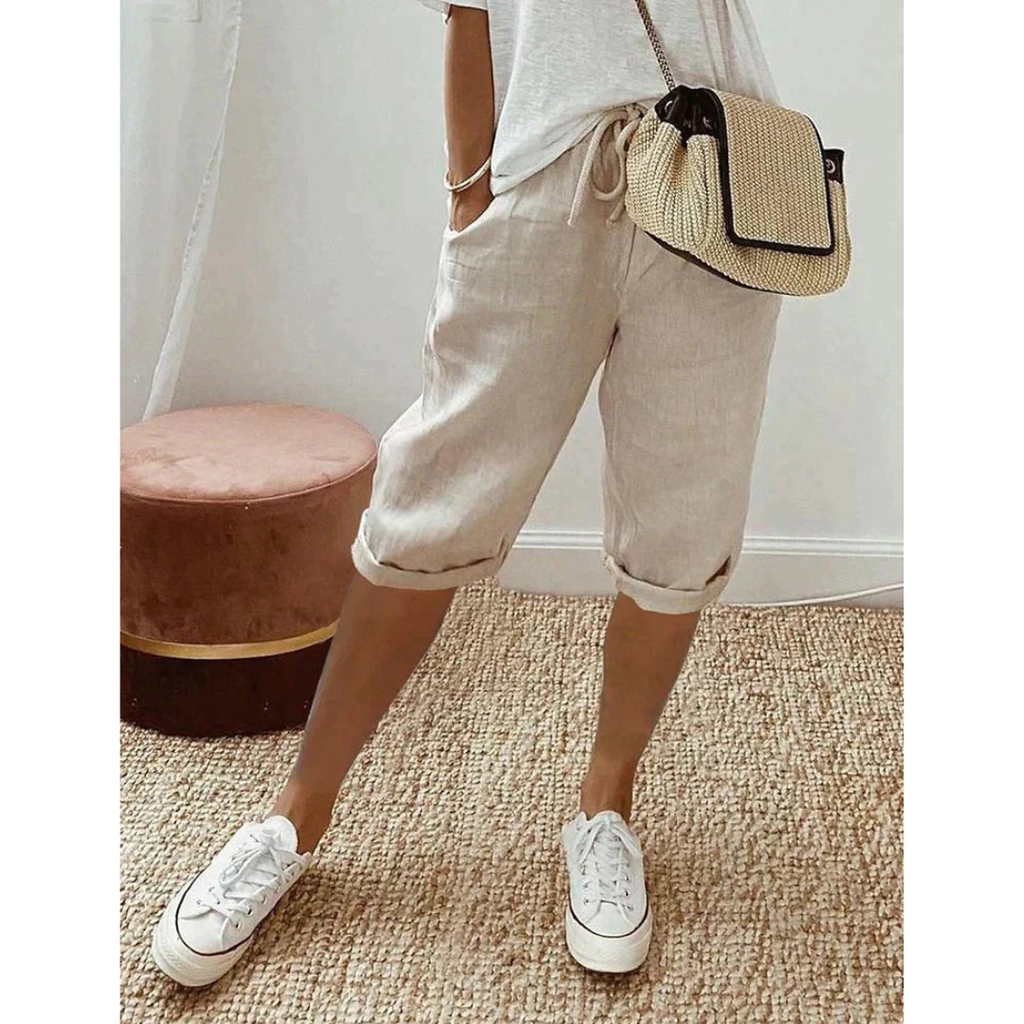 Ylva | Damen Leinen Shorts Mit Kordelzug