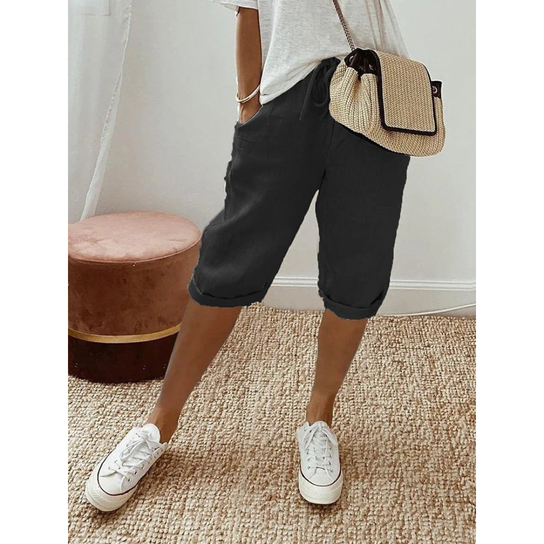 Ylva | Damen Leinen Shorts Mit Kordelzug