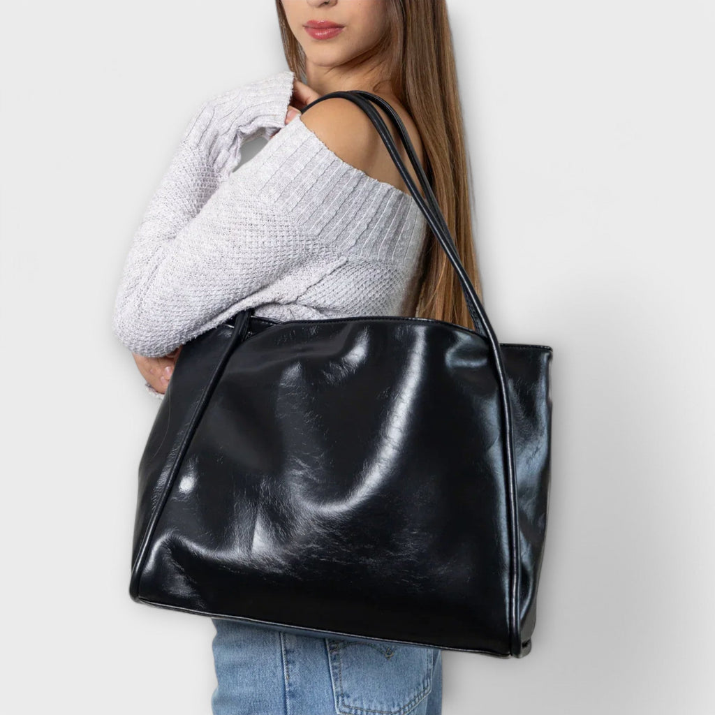 Damen Klassische Handtasche mit Reißverschluss und Tragegriffen