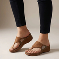 Zafira | Damen Elegante Sandalen Keil Stickerei Blumen
