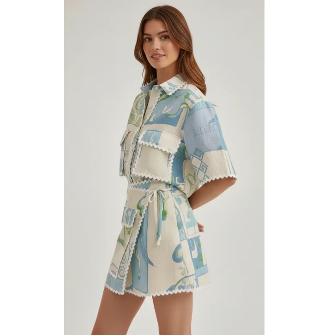 Heida | Damen Zweiteiler Shorts Patchwork Sommer – Patchwork Set Shorts 2026