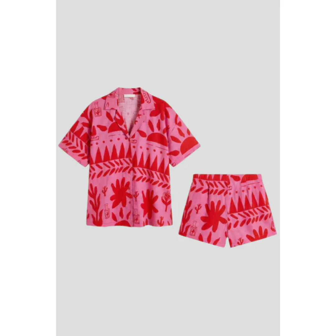 Zarah | Damen Zweiteiler Rosa Shorts Print Party – Party Set Print Shorts 2026