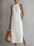 Zenobia | Damen Ärmeloses Midikleid mit Stehkragen