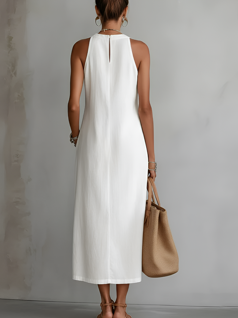 Zenobia | Damen Ärmeloses Midikleid mit Stehkragen