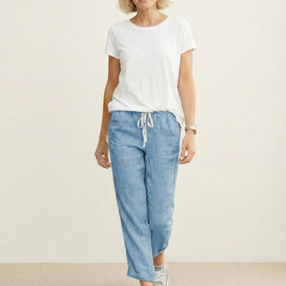 Zilan | Bequeme Damen Hose schmal Kordelzug modern