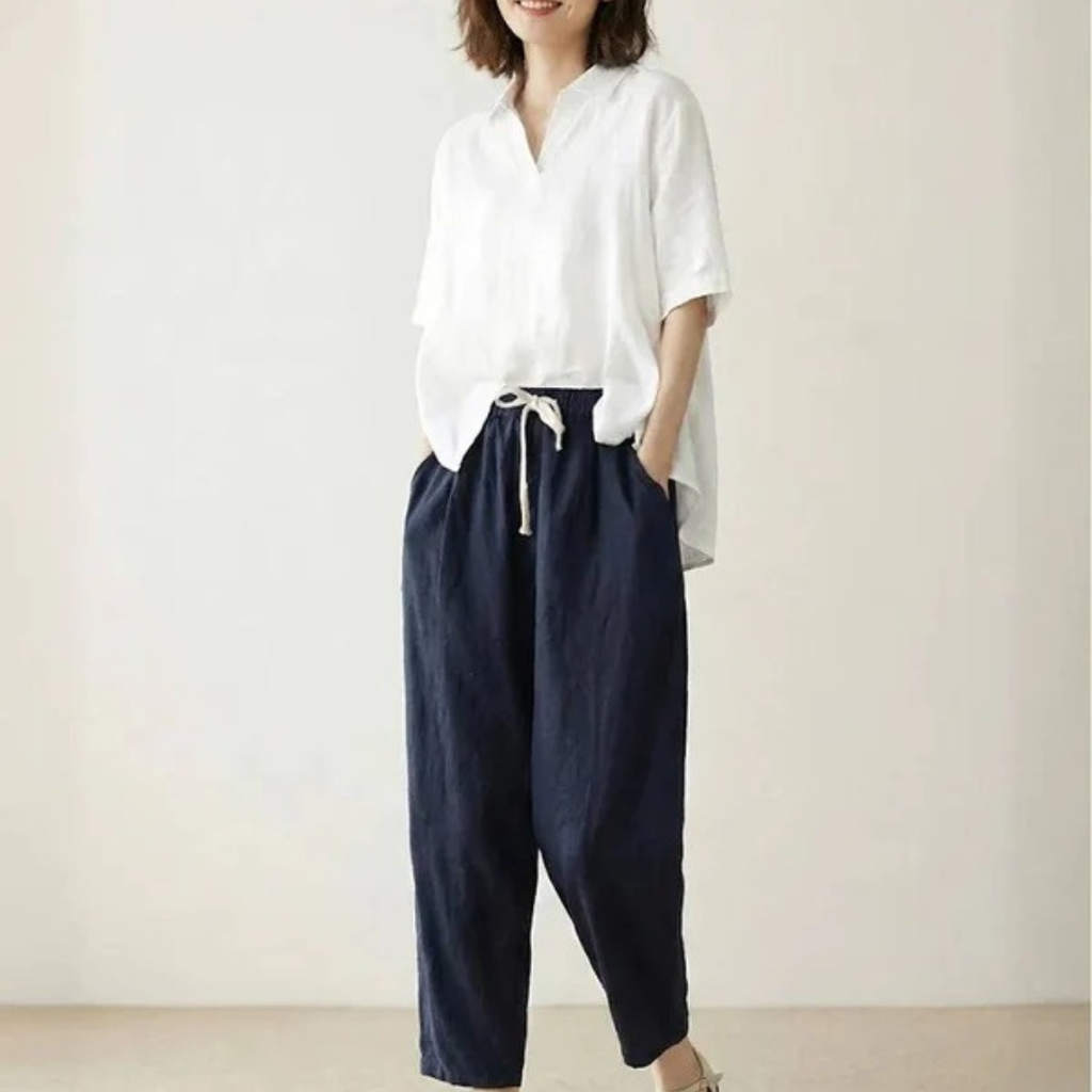 Zilan | Bequeme Damen Hose schmal Kordelzug modern