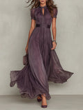 Zinara | Damen Kurzarm Maxikleid mit Spitzendetails