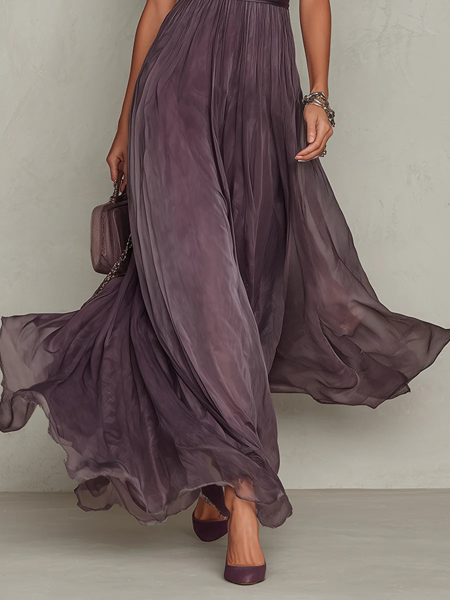 Zinara | Damen Kurzarm Maxikleid mit Spitzendetails