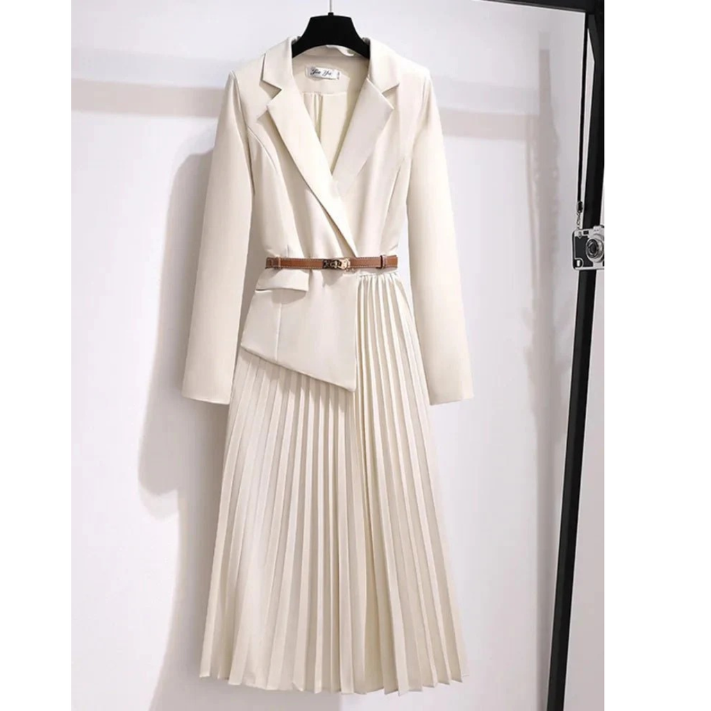 Zinnia | Damen Elegante Midikleid Mit Plissee