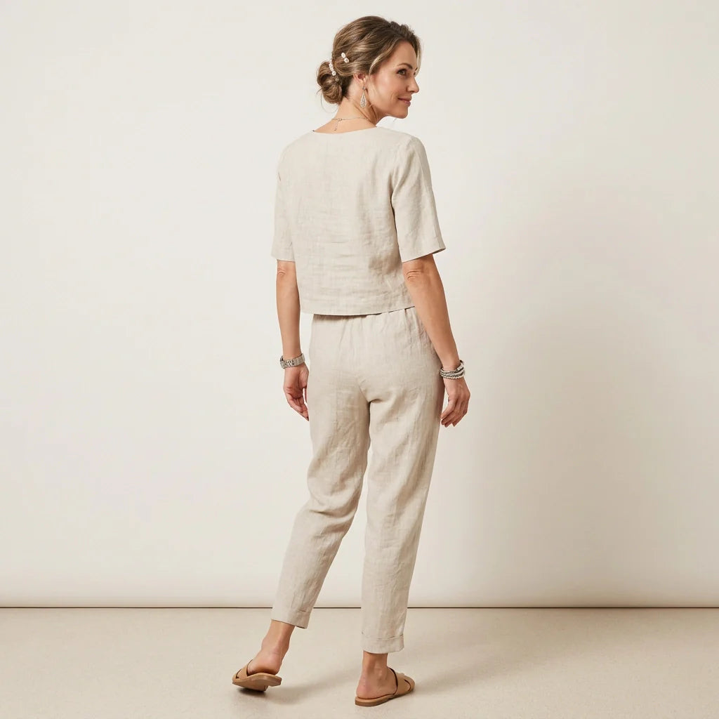 Zweiteiler für Damen mit 7/8-Hose und Kurzarm Top im Casual Stil