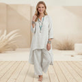 Zweiteiler für Damen mit weiter Hose im Boho-Stil