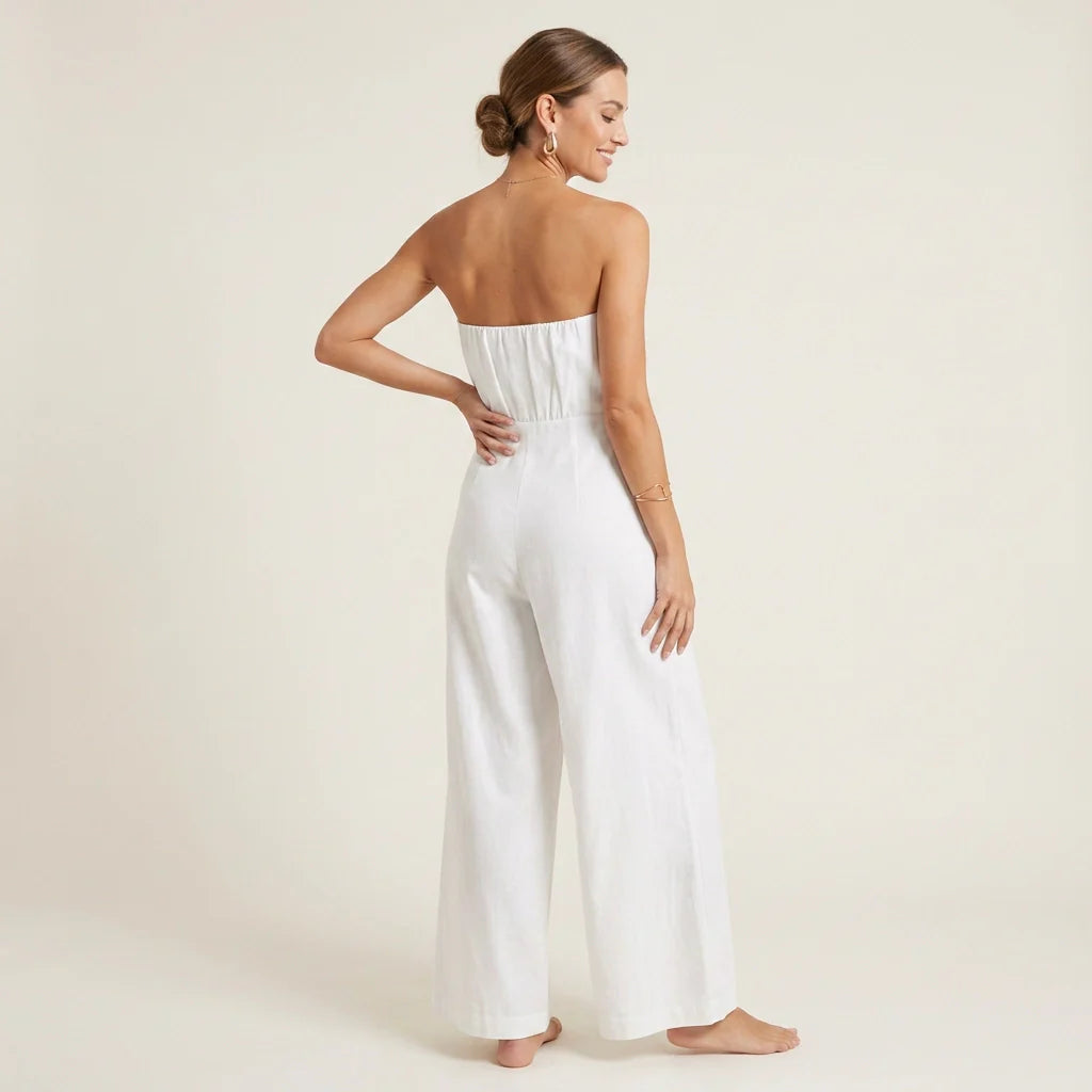 Zwei Teiler für Damen mit Bandeau Top und weiter Sommer Hose